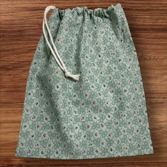 Green Floral Cotton Linen Organic Bread Bag, Reusable Bread Storage Bag Gift Bag - Picture 4 of 4